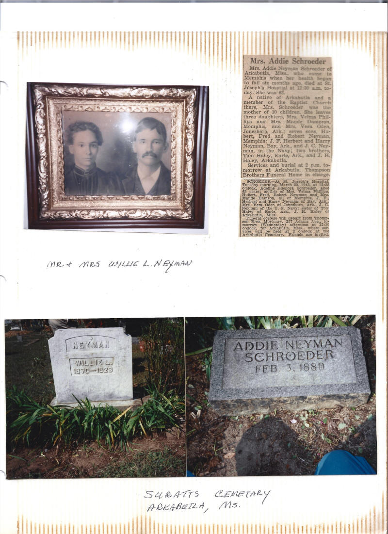 Willie Lawson Neyman Addie Neyman grave