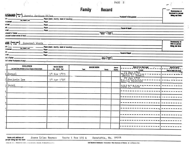 Jarvis Jackson Milam Susannah Woods